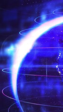 A virtual planet Earth surrounded by layers of modern technological environment