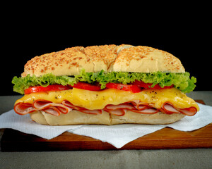 bread, turkey breast snack, tomato, lettuce, cheese, sandwich, snack, tomatoes