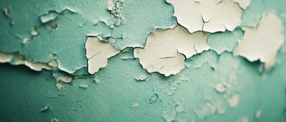 Obraz premium 壁のペンキが剥がれている様子で、古びた印象を与える青い壁が存在する環境の一部
