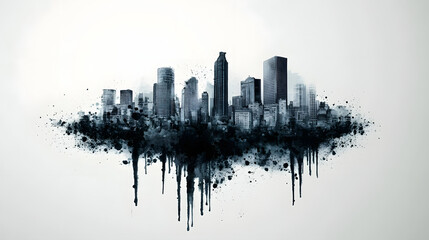 Fototapeta premium City pollution seen from an artist's eye, revealing smog, industrial emissions, and environmental impact climate change, air quality, and sustainability topics