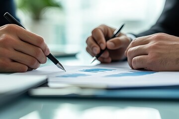 A team of financial advisors meets in a home office setting to collaborate and brainstorm ideas for preparing financial report paperwork, emphasizing accounting principles