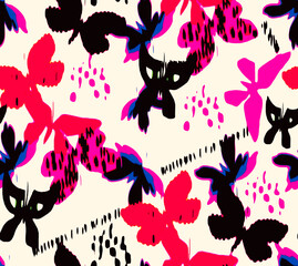 abstract Seamless floral pattern, with flowers on summer background, geometric template design for textiles, clothes, wallpaper	