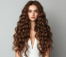 Naklejka premium The image features a beautiful blonde model wearing minimal, natural makeup for a stylish effect