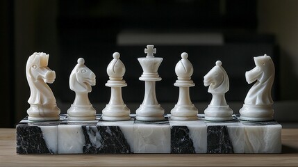 Elegant White Marble Chess Set