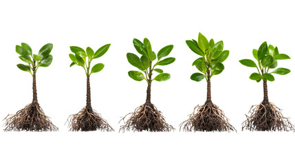 Small Green Seedlings with Roots Growth Isolated, cut out transparent
