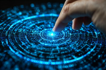 Target market or audience. Marketing segmentation strategy and plan. Marketer touching client icon.

