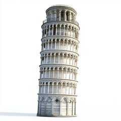 Leaning tower on a white background showcasing iconic architectural design and historical significance
