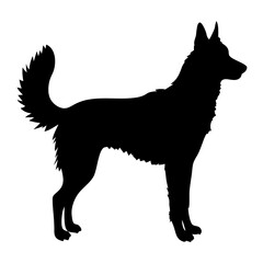 Silhouette of Dog: A sleek black silhouette of a dog, likely a German Shepherd, standing in profile, embodying grace and agility, suitable for graphic resources