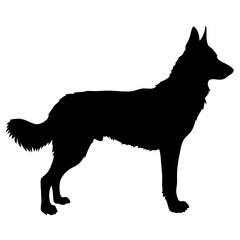 Shadow of a Loyal Companion: A silhouette of a majestic dog, standing tall in profile, evoking a sense of strength, loyalty, and unwavering companionship.