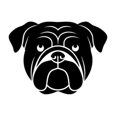 Bulldog Portrait: A sleek, black and white portrait of a bulldog, featuring its distinctive wrinkled face and muscular build. Perfect for illustrating the breed.
