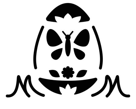 Easter egg with butterfly easter stencil for cookies or painting eggs - vector template for cutting. Easter egg