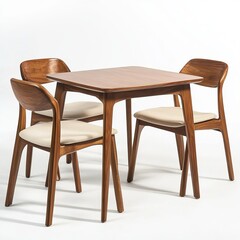 Midcentury Modern Wooden Dining Tables on Clear White Background