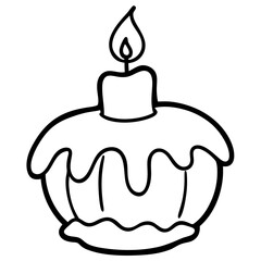 Melting candle on a pumpkin line art vector illustration