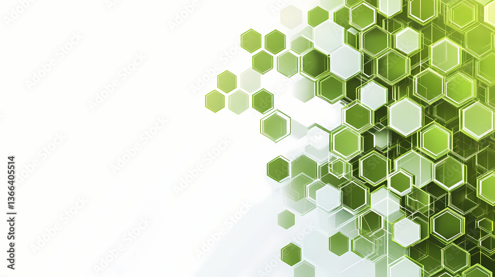 Wall mural abstract green hexagon patterns
