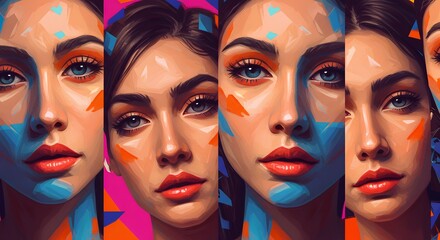 Obraz premium Woman Portrait with Abstract Makeup, and Colorful.