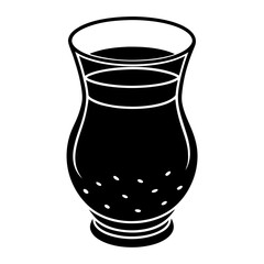 Traditional clay glass spiced yogurt silhouette vector illustration