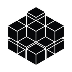 Abstract 3D cubes with geometric patterns and metallic blocks showcasing a modern design concept
