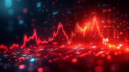 Red stock market crash chart symbolizes financial loss and economic downturn. concept finance, investment, recession, and economic crisis