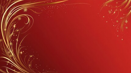 Ornate Gold Border on Red Background