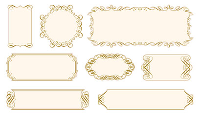 Set of vintage frames and borders isolated on white background. Design elements, collection for invitation, menu..eps