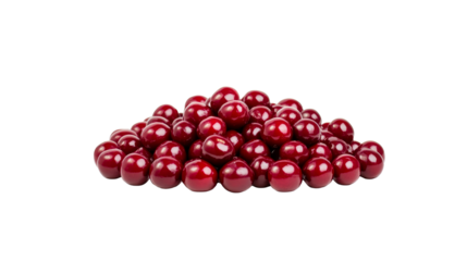 Pile of glistening red candies, isolated, cut out transparent