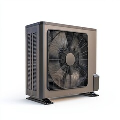 Fototapeta premium Modern heat pump isolated on a white background with detailed high-resolution photography showcasing energy-efficient technology