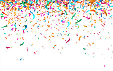 Fototapeta premium PNG Colorful confetti and ribbons falling background illustration celebration.