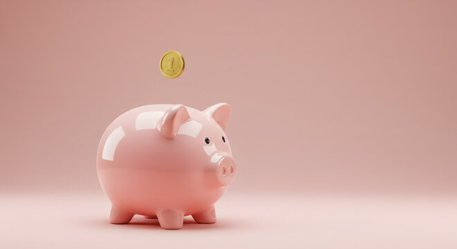 Piggy Bank with a Coin Dropping In