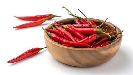 Spicy red chili peppers isolated on white background.