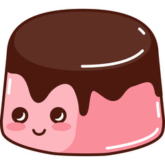Kawaii Pudding Cartoon Illustration