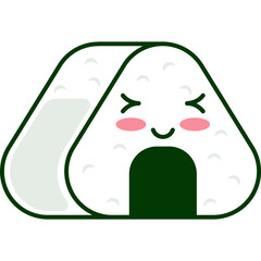 Kawaii Onigiri Rice Ball Cartoon Illustration