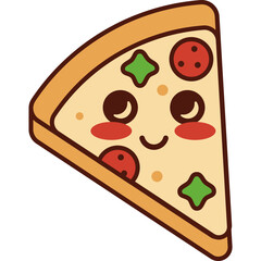 Kawaii Pizza Slice Cartoon Illustration