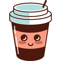 Kawaii Iced Coffee Cartoon Illustration