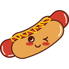 Kawaii Hot Dog Cartoon Illustration