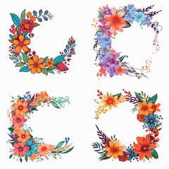 Obraz premium A set of four floral designs, each with a different color scheme