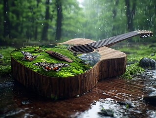 Acoustic Guitar with Rain, and Forest.