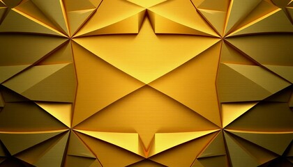 Fototapeta premium Futuristic golden triangles pattern on an abstract yellow-orange backdrop