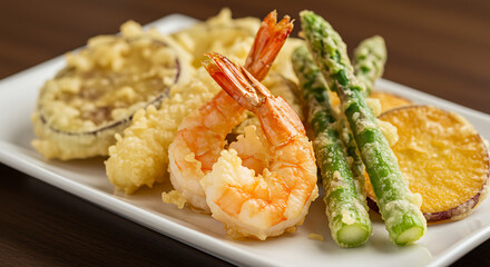 Delicious Tempura Shrimp with Assorted Vegetables A Japanese Culinary Delight