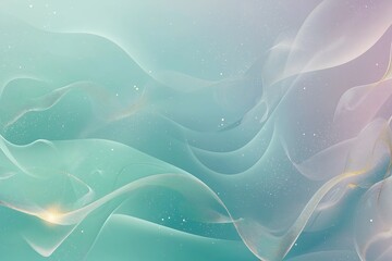 Ethereal abstract waves with teal and lavender hues and golden accents