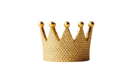 Golden crown with rounded spikes, regal headwear, cut out transparent