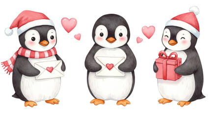 Fototapeta premium Cute penguin illustration winter holiday