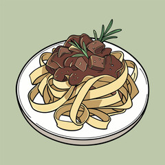 pappardelle al cinghiale wild boar rag tuscan vector artwork