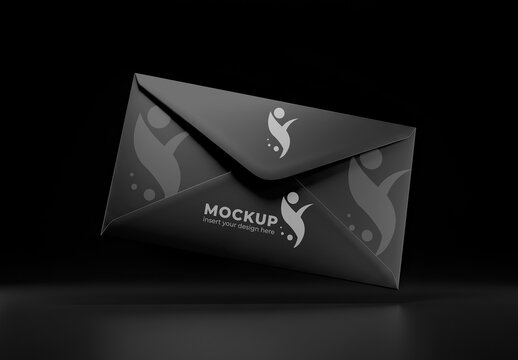 Envelope Floating Mockup Dark Background