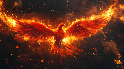 red fiery phoenix wings