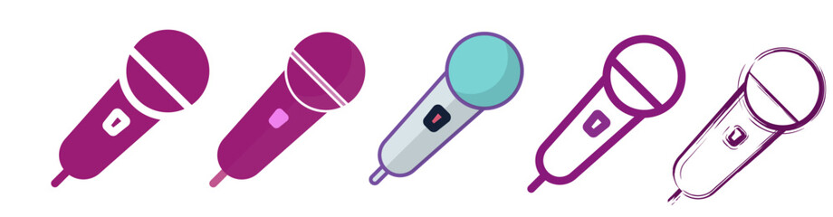Microphone Icons set. variant microphone icon. Karaoke mic. Podcast microphone. web and mobile icons. vector illustration. EPS 10