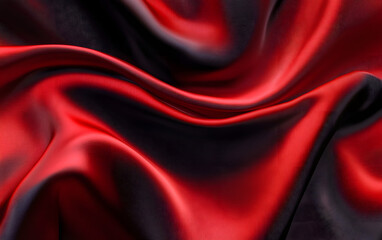 Obraz premium Black red satin dark fabric texture luxurious shiny that is abstract silk cloth background with patterns soft waves blur beautiful.