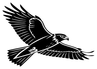 Fototapeta premium Aggressive eagle vector illustration flying predator bird silhouette with open wings powerful pose