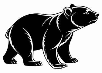 Fototapeta premium Black bear silhouette vector artwork wild predator in forest style tattoo animal design graphic