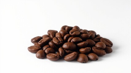 Naklejka premium Roasted coffee beans gather densely over white backdrop present detail isolated ground
