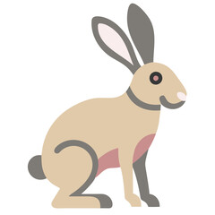 European Hare Flat Vector Illustration